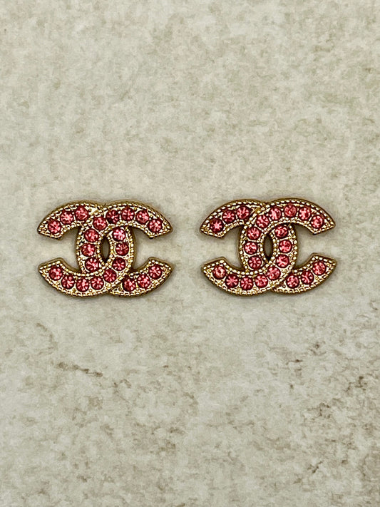 Pink rhinestone stud earrings